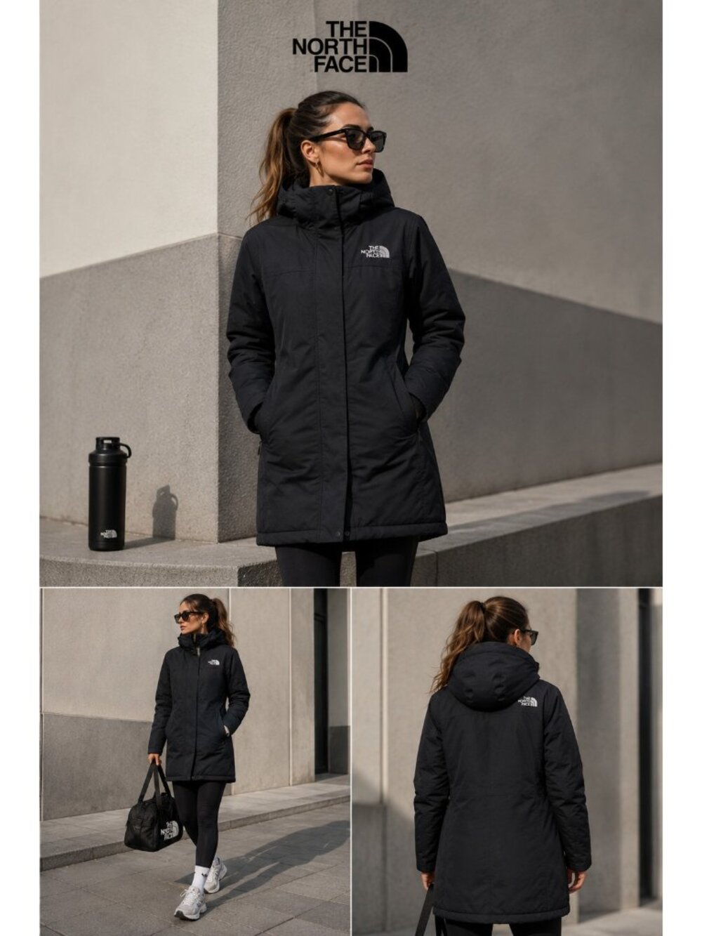 The North Face Women’s HyVent Long Hooded Parka Coat Black XS Plaid Lined